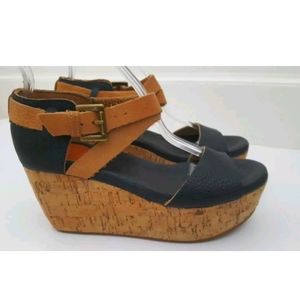Anthropologie Gee Wawa wedge leather sandals 7.5